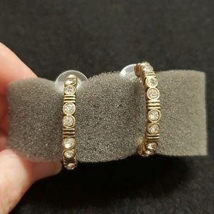 Antique gold & crystal hoops